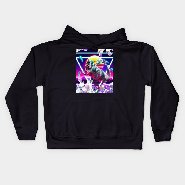 Dinosaur Rave Raving T-Rex Kids Hoodie by Random Galaxy